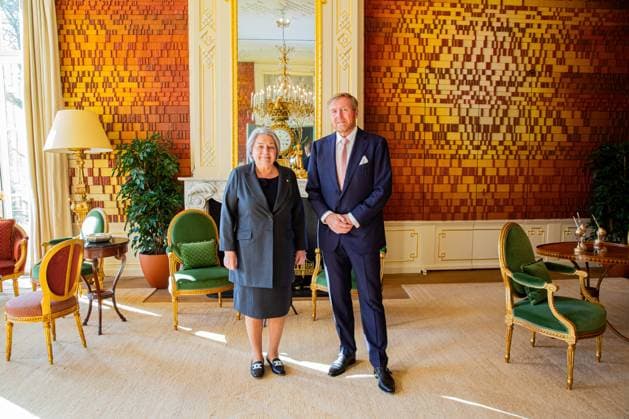 06-05-2025 HtB King Willem-Alexander during a meeting with the Governor General of Canada, Mary Simon, at Huis ten Bosch palace in The Hague. Â Copyright: xPPEx