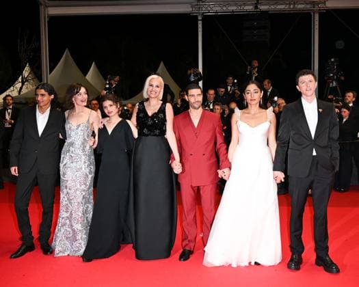 Cannes, 78th Cannes Film Festival 2025, Red Carpet Alpha Cannes, 78th Cannes Film Festival 2025, Red Carpet Alpha In the photo: ean-Rachid Kallouche, Emma Mackey, Éric Altmayer, Finnegan Oldfield, Golshifteh Farahani, Louai El Amrousy, Tahar Rahim, Mélissa Boros, rnaud Chautard, Julia Ducournau Milan Copyright: xIPA ABACAx