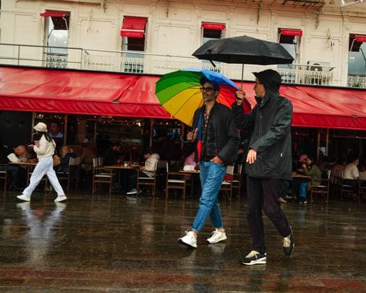 rains , Palais des Festivals, Cannes, France Atmosphere at Cafe Roma as it rains during the 78th Festival de Cannes (Cannes International Film Festival) at Palais des Festivals, Cannes, , France on 20 May 2025. Picture, Credit:Julie Edwards Avalon France, French Riviera, Cannes, Palais des Festivals Copyright: xJuliexEdwardsx xAvalonx 1001362757