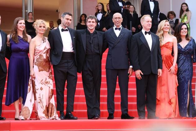 The History of Sound red carpet in Cannes Andrew Kortschak, Lisa Ciuffetti, Emma Canning, Alison Bartlett, Raphael Sbarge, Ben Shattuck, Paul Mescal, Oliver Hermanus, Hadley Robinson, Thà resa Van Graan, Zhang Xin and Sara Murphy the The History of Sound premiere during the The History of Sound premiere 78th Cannes Film Festival, France on 21 May 2025. CAP GOL GOL Cannes Cà te d Azur France Copyright: xRickxGold CapitalxPicturesx