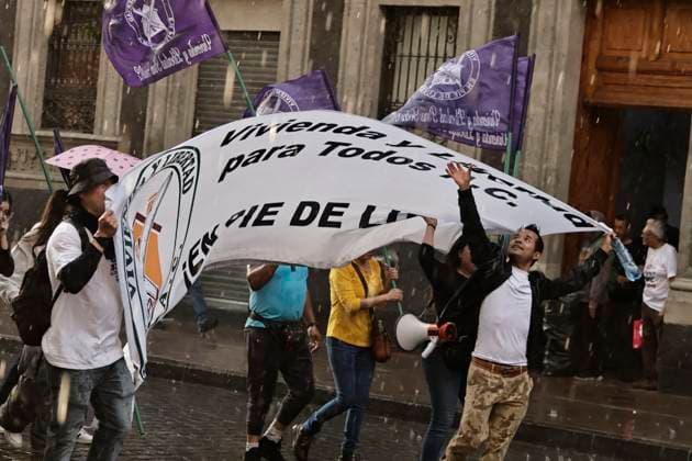 June 10, 2025, Mexico, Cdmx, Mexico: Protesters gather to commemorate the anniversary of the Halconazo or Corpus Christi massacre. This event occurred on June 10, 1971, when, on orders from the Mexican government, police, army, and plainclothes paramilitaries violently suppressed a student demonstration against the president of the time, Luis EcheverroÂa. Mexico Mexico - ZUMAp204 20250610_zip_p204_023 Copyright: xJosuexPerezx