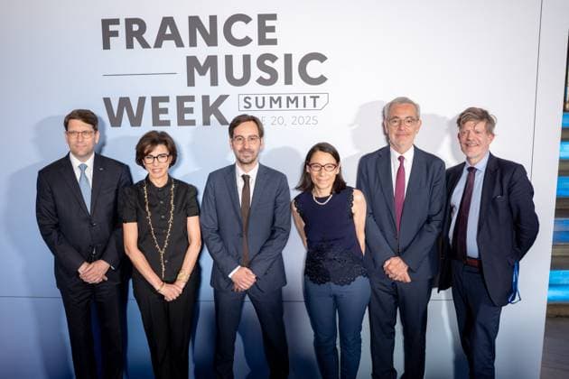 Summit France Music Week - Palais Garnier - Paris Director of the Opéra national de Paris, Alexander Neef, Rachida Dati, French Minister of Culture, President of the Centre national de la Musique, Jean-Baptiste Gourdin, Director General of Media and Creative Industries, Florence Philbert, General Manager of Artistic Creation, Jean-Pierre Clamadieu, Chairman of the Board of ENGIE and Christopher Miles attending the 2025 France Music Week Summit. From the iconic Palais Garnier, the France Music Week Summit brings together global music leaders to shape the future of the industry in the age of digital, AI, and new creative horizons. France, Palais Garnier, Paris on June 20, 2025. Photo by Alexis Jumeaux ABACAPRESS.COM Paris Ile-de-France Franc Copyright: xJumeauxAlexis ABACAx