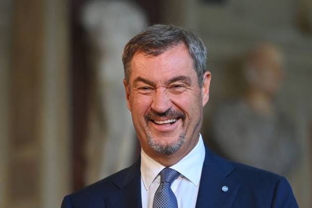 Markus SOEDER (Ministerpraesident Bayern und CSU Vorsitzender), lacht,lachen,lachend,optimistisch,gutgelaunt, Einzelbild,angeschnittenes Einzelmotiv,Portraet,Portrait,Porträt. Verleihung Bayerischer Verdienstorden im Antiquariat der Residenz in Muenchen am 09.07.2025