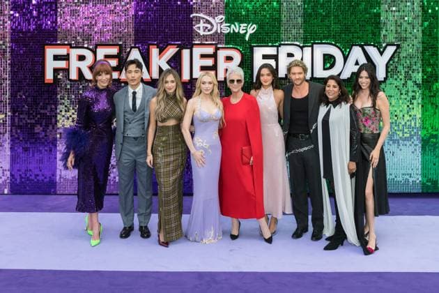 Freakier Friday UK Premiere in London LONDON, UNITED KINGDOM - JULY 31: Kristin Burr, Manny Jacinto, Julia Butters, Lindsay Lohan, Jamie Lee Curtis, Sophia Hammons, Chad Michael Murray, Nisha Ganatra and Jordan Weiss attend the UK premiere of Disney s Freakier Friday at Odeon Luxe in Leicester Square in London, United Kingdom on July 31, 2025. Wiktor Szymanowicz Anadolu London United Kingdom. Editorial use only. Please get in touch for any other usage. Copyright: x2025xAnadoluxWiktorxSzymanowiczx