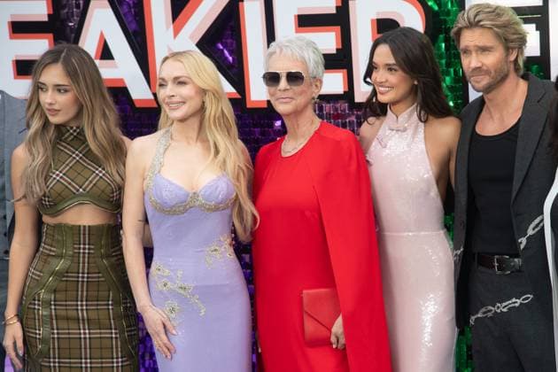 Freakier Friday UK Premiere Arrivals at Odeon Luxe, Leicester Square, London, UK (L-R) - Julia Butters, Lindsay Lohan, Jamie Lee Curtis, Sophia Hammons, Chad Michael Murray attends The Freakier Friday UK Premiere at Odeon Luxe, Leicester Square, London, England, UK on Thursday 31 July, 2025., Credit:Justin Ng Avalon UK, England, London, Odeon Luxe, Leicester Square Copyright: xJustinxNgx xAvalonx 1027011032