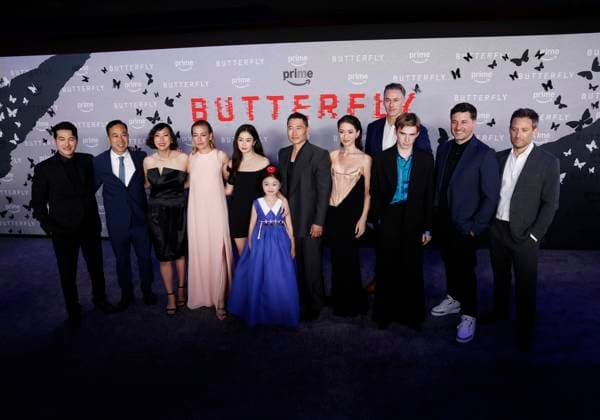 Sean Dulake, John Cheng, Steph Cha, Piper Perabo, Kim Tae-hee, Nayoon Kim, Daniel Dae Kim, Reina Hardesty, Ken Woodruff, Louis Landau, Stephen Christy and Adam Yoelin arrive on the red carpet for Prime Video s Butterfly New York Premiere at Regal Union Square on Tuesday, August 5, 2025 in New York City. NYP20250805227 JOHNxANGELILLO