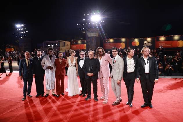 Red carpet of the film In the hand of Dante in Venice, Italy - 03 Sept 2025 Francesco Melzi d’Eril, Duke Nicholson, Benjamin Clementine, Oscar Isaac, Louise Kugelberg, Julian Schanbel, Franco Nero, Jason Momoa, Louis Cancelmi, Vito Schnabel and Olmo Schnabel attend the red carpet of the film In the hand of Dante at the 82nd Venice Film. Venice Italy Copyright: xMarcoxBaradax xSOPAxImagesx 057A9730