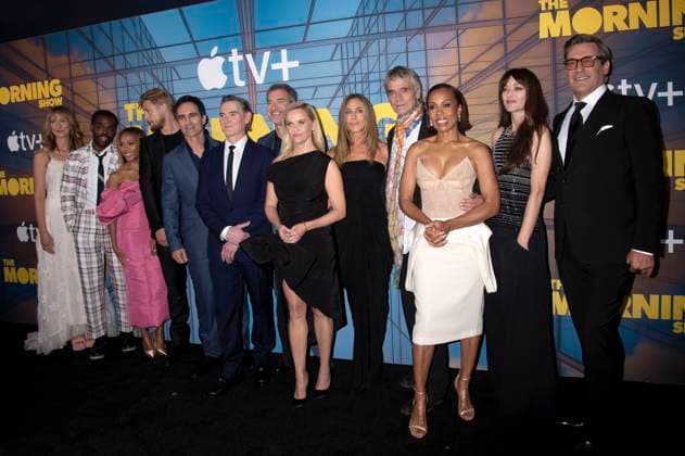 Hannah Leder, William Jackson Harper, Nicole Beharie, Boyd Holbrook, Nestor Carbonell, Billy Crudup, Mark Duplass, Reese Witherspoon, Jennifer Aniston, Jeremy Irons, Karen Pittman, Marion Cotillard und Jon Hamm bei der Premiere der 4. Staffel der Apple TV+ Serie The Morning Show im Museum of Modern Art. New York, 09.09.2025