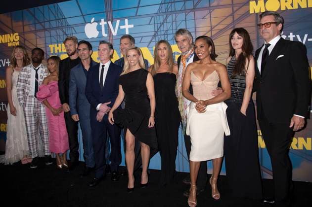 Hannah Leder, William Jackson Harper, Nicole Beharie, Boyd Holbrook, Nestor Carbonell, Billy Crudup, Mark Duplass, Reese Witherspoon, Jennifer Aniston, Jeremy Irons, Karen Pittman, Marion Cotillard und Jon Hamm bei der Premiere der 4. Staffel der Apple TV+ Serie The Morning Show im Museum of Modern Art. New York, 09.09.2025