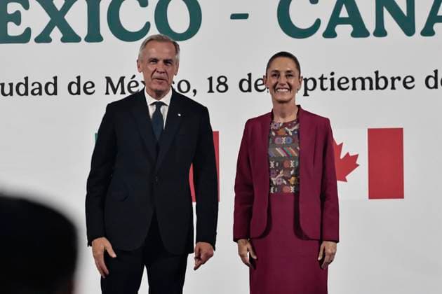 September 18, 2025, Mexico, Cdmx, Mexico: At the National Palace, Mexican President CLAUDIA SHEIMBAUM receives Canadian Prime Minister MARK CARNEY. During this official visit, topics that will strengthen the bilateral relationship between these two nations will be discussed. Diversification, trade strengthening, security, and job creation are some of the priorities of her new foreign policy, which she hopes to maintain and strengthen with the administration of CLAUDIA SHEIMBAUM. This is MARK CARNEY s first visit and first official meeting with the Mexican government since the economic and trade tensions began, generated by the conflict caused by the DONALD TRUMP administration s excessive tariff increases. Mexico Mexico - ZUMAp204 20250918_zip_p204_091 Copyright: xJosuexPerezx