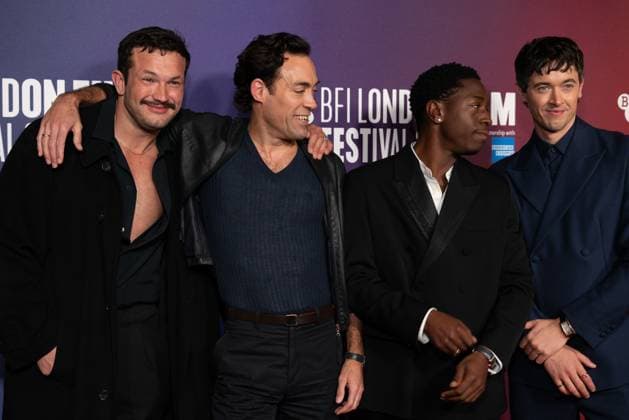 The BFI London Film Festival Gala of the UK premiere of WASTEMAN, taking place at VUE Leicester Square, London, UK on 16th October 2025. Corin Silva, Alex Hassell, David Jonsson, and Tom Blyth at the BFI London Film Festival Gala of the UK premiere of WASTEMAN, taking place at VUE Leicester Square, London, UK on 16th October 2025., Credit:Oleksii Ovcharenko Avalon United Kingdom, London Copyright: xOleksiixOvcharenkox xAvalonx 1046019195