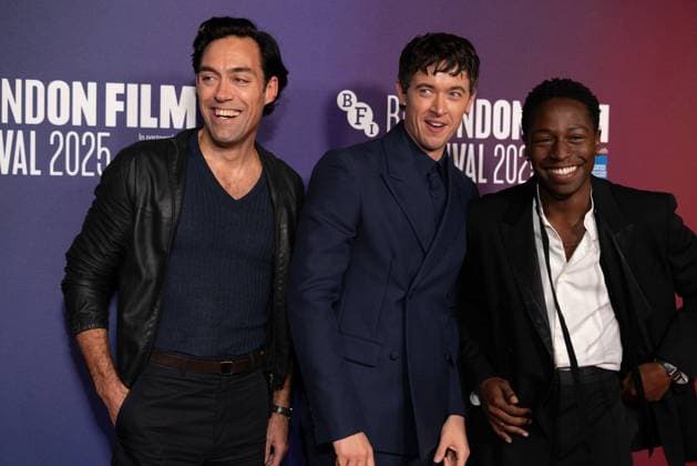 The BFI London Film Festival Gala of the UK premiere of WASTEMAN, taking place at VUE Leicester Square, London, UK on 16th October 2025. Alex Hassell, Tom Blyth, and David Jonsson at the BFI London Film Festival Gala of the UK premiere of WASTEMAN, taking place at VUE Leicester Square, London, UK on 16th October 2025., Credit:Oleksii Ovcharenko Avalon United Kingdom, London Copyright: xOleksiixOvcharenkox xAvalonx 1046019382