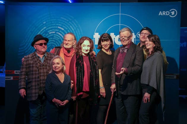 Premiere Münster-Tatort. Pressetermin zur Premiere des neuen ;Münster-Tatort Die Erfindung des Rades. Die Ausstrahlung ist am 7. Dezember im Ersten und der ARD Mediathek. u.a. mit Axel Prahl, als Frank Thiel und Mechthild Großmann, als Wilhelmine Klemm, Claus D. Clausnitzer, als Herbert Vaddern Thiel, Björn Meyer, als Mirko Schrader, ChrisTine Urspruch, als Silke Haller. Münster, Nordrhein-Westfalen, DEU, Deutschland, 25.11.2025