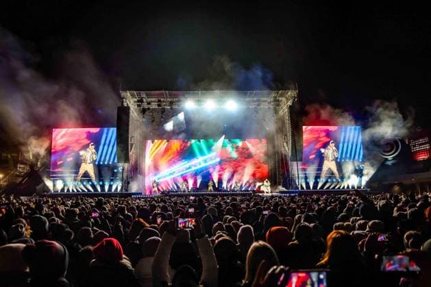 04.12.2025, Schladming, AUT, Unterwegs in Steiermark, Ski Opening 2025, Pressekonferenz, im Bild Backstreet Boys, Feature, Übersicht, Planai Stadion,
