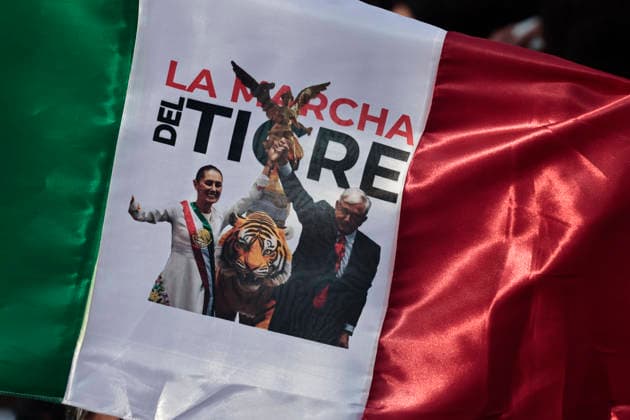 December 6, 2025, Mexico, Cdmx, Mexico: Former Mexican President ANDRES MANUEL LOPEZ OBRADOR (AMLO) founded the National Regeneration Movement (MORENA) political party and the Fourth Transformation (4T), which is its main political proposal. Current President CLAUDIA SHEIMBAUM is responsible for continuing the Fourth Transformation, or 4T. As part of the movement s seventh anniversary, she celebrated with thousands of supporters in Mexico City s Zo³calo (Plaza de la Constitucio³n). In front of the National Palace, she gave a speech highlighting her commitment to continuing AMLO s legacy: governing with austerity, without corruption, helping the poor, and continuing the fight against drug trafficking. She also emphasized that she will no - ZUMAp204 20251206_zip_p204_005 Copyright: xJosuexPerezx