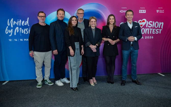 20251216 Eurovision Song Contest 2026 - ORF-Medienupdate WIEN, OESTERREICH - 16. DEZEMBER: Gruppenbild - Designer, Creative Producer, Fernsehproduzent und Song-Contest-Buehne Gestalter Florian Wieder, ORF Executive Producer des Song Contest 2026 Michael Kroen, Musikproduzentin, Tonmeisterin, Komponistin und Song-Contest-musikalische Gestalterin Dorothee Freiberger, ORF Art Direktor Michael Hajek, ORF Fernseh-Programmdirektorin Stefanie Groiss-Horowitz, Politikjournalistin, ORF TV-Moderatorin, Vorsitzende des Frauennetzwerk Medien und Host der Veranstaltung Alexandra Maritza Wachter und ORF-Generaldirektor Roland Weissmann waehrend des Mediengespraechs anlaesslich eines ORF Updates zum 70. ESC - Eurovision Song Contest vom 12. bis zum 16. M Copyright: xIsabellexOuvrardx SEPAxMedia