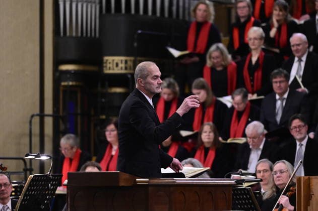 Johann Sebastian Bach Weihnachtsoratorium Kantaten 4 bis 6, Bachchor Görlitz, Neue Lausitzer Philharmonie, Leitung KMD Reinhard Seeliger, Orgel: Katy von Ramin, Solisten: Liudmila Lokaichuk, Annekathrin Laabs, Timo Rößner, Christian Henneberg, Mareike Riechen, Kreuzkirche. Görlitz, 05.01.2026 Copyright: xMatthiasxWehnertx