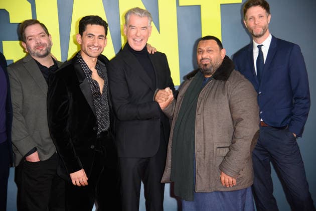 Giant UK Gala Screening Arrivals at Picturehouse Central, London, UK - 7 January 2026 (L-R) - Director Rowan Athale, Amir El-Masry, Pierce Brosnan, Naseem Hamed aka Prince Naseem and Producer Ross Williams attends The Giant UK Gala Screening at Picturehouse Central, London, England, UK on Wednesday 7 January, 2026., Credit:Justin Ng Avalon UK, England, London, Picturehouse Central Copyright: xJustinxNgx xAvalonx 1064088899