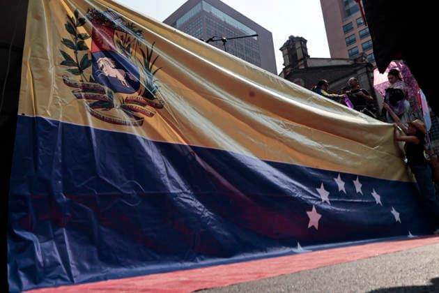 January 10, 2026, Mexico City, Cdmx, Mexico: Mexican protesters and social organizations are demonstrating against the actions of US President DONALD TRUMP against Venezuela and its former president, NICOLAS MADURO. With posters, giant banners, and Venezuelan flags, they are showing their support for MADURO and his vice president, DELCY RODRIGUEZ, who has assumed the presidency due to the country s situation. Chanting slogans like Yankees out of Latin America and Trump, imperialist terrorist, the protesters are demanding the immediate release of NICOLAS MADURO, whom they claim is being held captive by DONALD TRUMP. This comes as protests against these actions spread worldwide, with many believing TRUMP S true objective is to seize V - ZUMAp204 20260110_zip_p204_037 Copyright: xJosuexPerezx