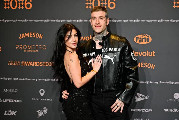 January 10, 2026, Madrid, Madrid, SPAIN: Content creators and guests pose on the black carpet during the third edition of the Army Awards, held on Saturday, January 10, at the Madrid Arena in Madrid. Known as the â€oeinternet anti-awards,†the ceremony honors the most viral moments, trends, and personalities from social media over the past year in a script-free gala hosted by Ceciarmy and Santiago Segura. In the image Ale Neathea and Arnau Madrid SPAIN - ZUMAz108 20260110_znp_z108_176 Copyright: xRichardxZubelzux