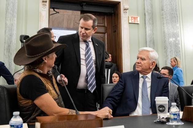 January 28, 2026, Washington, District Of Columbia, USA: Robert Kid Rock Ritchie, Entertainer, left, David Weingarden, Chair & Co-Founder, Colorado Independent Venue Association (CIVA) and Vice President for Concerts & Events at Z2 Entertainment, center, and Dan Wall, Executive Vice President of Corporate and Regulatory Affairs, Live Nation Entertainment, right, converse prior to giving testimony before the United States Senate Committee on Commerce, Science, and Transportation, Subcommittee on Consumer Protection, Technology, and Data Privacy hearing Examining the Impact of Ticket Sales Practices and Bot Resales on Concert Fans Russell Senate Office Building on Capitol Hill in Washington, DC, USA, on Wednesday, January 28, 2026 - ZUMAs152 20260128_faa_s152_083 Copyright: xAndrewxThomasx