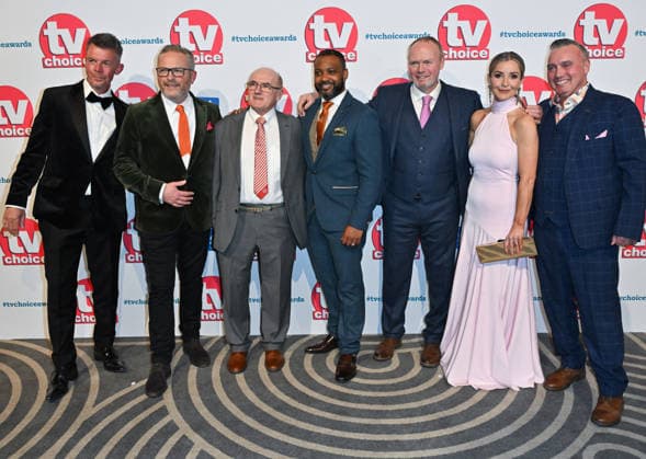 TV Choice Awards 2026, Arrivals, London, UK. 02 February 2026. London, UK, 02 February 2026. Tim Bolton, Jules Hudson, Roger Nicholson, JB Gill, David Nicholson, Helen Skelton and Rob Nicholson attend the TV Choice Awards 2026 at the The London Hilton, Park Lane, London, UK., Credit:Lee Floyd Avalon UK, London, The London Hilton, Park Lane Copyright: xLeexFloydx xAvalonx 1071587561