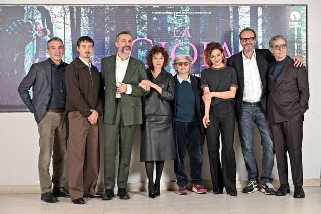 Photocall of the film La Gioia February 5, 2026, Rome. Presentation of the film La Gioia. Pictured is director Nicolangelo Gelormini and the cast, including Valeria Golino, Saul Nanni, Jasmine Trinca, and Francesco Colella. Producers Nicola Giuliano, Viola Prestieri, and Gennaro Formisano., Credit:Maria Laura Antonelli Avalon Italy., Rome Copyright: xMariaxLauraxAntonellix xAvalonx 1072313140