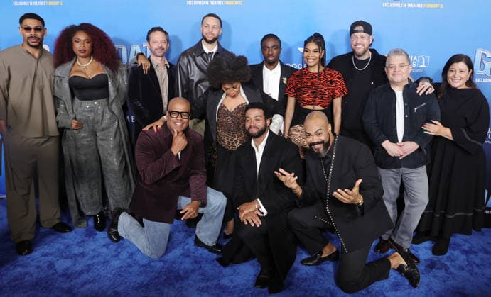 Celebrities attend the Los Angeles premiere of Columbia Pictures and Sony Pictures Animation s GOAT at the AMC Century City 15 in Los Angeles United States Featuring: Nick Kroll, Patton Oswalt, Gabrielle Union, Caleb McLaughlin, Stephen Curry, Jennifer Hudson, Jennifer Lewis, Jelly Roll, Aaron Pierre Where: Los Angeles, California, United States When: 07 Feb 2026 Credit: Faye s Vision Cover Images EDITORIAL USE ONLY. NOT FOR USE BY NEWSPAPERS BASED IN THE UK. Copyright: xx coverimg55444029
