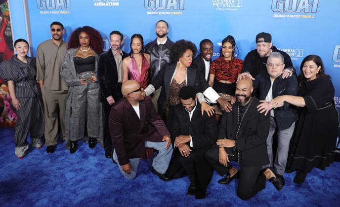 Celebrities attend the Los Angeles premiere of Columbia Pictures and Sony Pictures Animation s GOAT at the AMC Century City 15 in Los Angeles United States Featuring: Nick Kroll, Patton Oswalt, Gabrielle Union, Caleb McLaughlin, Stephen Curry, Jennifer Hudson, Jennifer Lewis, Jelly Roll, Aaron Pierre Where: Los Angeles, California, United States When: 07 Feb 2026 Credit: Faye s Vision Cover Images EDITORIAL USE ONLY. NOT FOR USE BY NEWSPAPERS BASED IN THE UK. Copyright: xx coverimg55444033