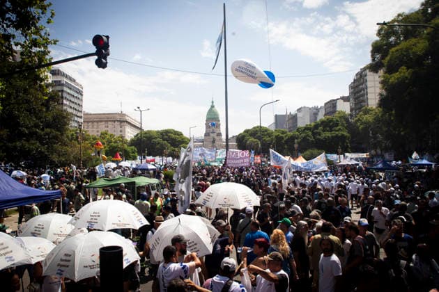 February 11, 2026, Buenos Aires, Buenos Aires, Argentina: Unions affiliated with Argentinaâ€⠢s CGT participated in the rally at Congress Square. Buenos Aires Argentina - ZUMAs358 20260211_znp_s358_001 Copyright: xSilvanaxSafenreiterx