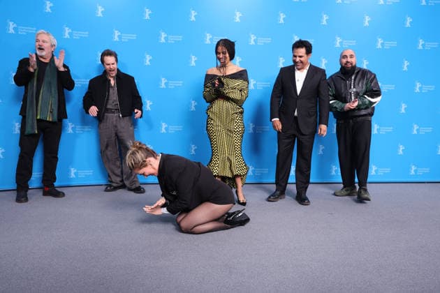 February 13, 2026, Berlin, Germany: Haley Lu Richardson, Asim Chaudhry, Zazie Beetz, Sam Rockwell, Michael Pena and Gore Verbinski pose at the photo-call of Good Luck, Have Fun, Don t Die during the 76th Berlinale International Film Festival at Hotel Hyatt in Berlin, Germany, on 13 February 2026. Photo: Berlin Germany - ZUMAm179 20260213_zep_m179_016 Copyright: xAlecxMichaelx