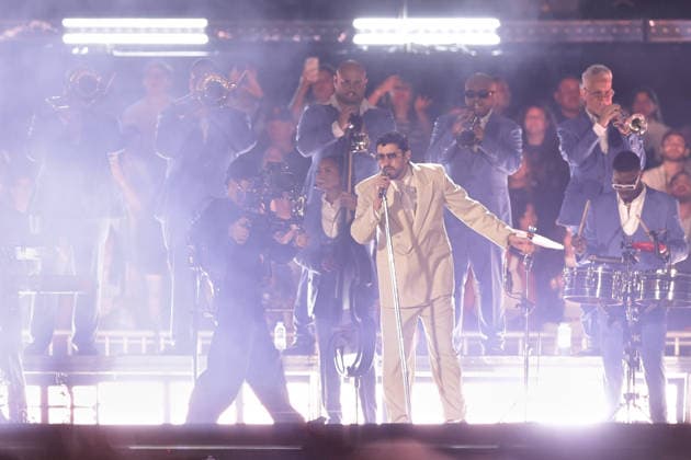 Bad Bunny performs first Buenos Aires concert of world tour BUENOS AIRES, ARGENTINA - FEBRUARY 13: Puerto Rican singer Bad Bunny performs during the first of his three scheduled shows at Estadio Monumental in Buenos Aires, Argentina, as part of his Debi Tirar Mas Fotos world tour, in Buenos Aires, Argentina on February 13, 2026. The artist arrived in Argentina following a high-profile appearance at the Super Bowl, where he delivered strong criticism of US policies, and after winning a Grammy Award, becoming the first Spanish-language album to receive the Album of the Year honor. The concert drew tens of thousands of fans, marking one of the most anticipated musical events of the year in the Argentine capital. Luciano Gonzalez Anadolu Bu Copyright: x2026xAnadoluxLucianoxGonzalezx