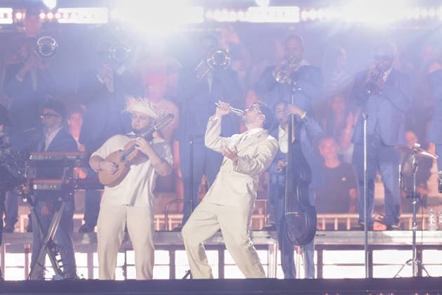 Bad Bunny performs first Buenos Aires concert of world tour BUENOS AIRES, ARGENTINA - FEBRUARY 13: Puerto Rican singer Bad Bunny performs during the first of his three scheduled shows at Estadio Monumental in Buenos Aires, Argentina, as part of his Debi Tirar Mas Fotos world tour, in Buenos Aires, Argentina on February 13, 2026. The artist arrived in Argentina following a high-profile appearance at the Super Bowl, where he delivered strong criticism of US policies, and after winning a Grammy Award, becoming the first Spanish-language album to receive the Album of the Year honor. The concert drew tens of thousands of fans, marking one of the most anticipated musical events of the year in the Argentine capital. Luciano Gonzalez Anadolu Bu Copyright: x2026xAnadoluxLucianoxGonzalezx