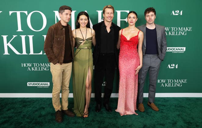 Los Angeles Special Screening Of A24 s How To Make A Killing 14 February, 2026 - Los Angeles, California Topher Grace, Jessica Henwick, Margaret Qualley, Glen Powell. Los Angeles Special Screening Of A24 s How To Make A Killing held at AMC The Grove 14 in Los Angeles. Photo Credit: AdMedia Los Angeles CA United States EDITORIAL USE ONLY Copyright: xx ADx admphotostwo968921
