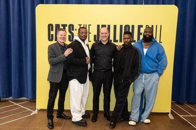 February 18, 2026, Bronx, New York, USA: Bill Rauch, Zhailon Levingston, William Waldrop, Omari Wiles, Arturo Lyons attend press preview for upcoming Broadway musical Cats: The Jellicle Ball at New 42nd Street Studios in New York, NY on February 18, 2026. Bronx USA - ZUMAr339 20260218_znp_r339_123 Copyright: xLevxRadinx
