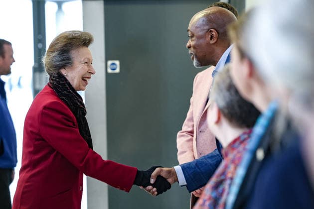 February 25, 2026, Glasgow, Scotland, United Kingdom: ANNE, PRINCESS ROYAL of GREAT BRITAIN shakes hands with Dr. BRANDON JONES, president of the American Geophysical Union and partner of the Ocean Sciences Meeting in Glasgow, Scotland. The meeting draws around 6,000 attendees and this year marked the first time it was held outside the United States. The Princess is Royal Patron of WISE, the Association for Science Education, and the London International Youth Science Forum. Glasgow United Kingdom - ZUMAo116 20260225_znp_o116_003 Copyright: xBiancaxOterox
