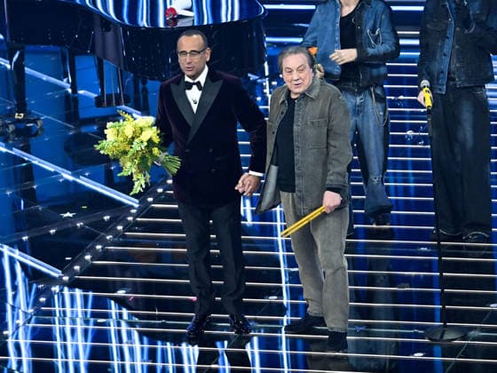Sanremo, 76th Italian Song Festival. Fourth Night. Pictured: LDA & AKA 7EVEN with Tullio De Piscopo and Carlo Conti. Copyright: xMaurizioxD Avanzox xipa-agency.netx xPoolxSanremox02x IPA_Agency_IPA72123968