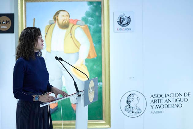 Ayuso inaugurates the IX Salón de Arte Moderno The president of the Community of Madrid, Isabel Díaz Ayuso, participates in the inauguration of the IX Salón de Arte Moderno SAM 2026, at the Salón de Baile del Círculo de Bellas Artes, on March 4, 2026, in Madrid Spain The exhibition, which can be visited from March 8, has established itself as the second most visited fair of Madrid Art Week, after ARCO, with more than 11,000 visitors in its last edition, Its uniqueness lies in its format, inspired by the old Parisian salons, which is close, informative and didactic, where dealers and experts share with the public the context and relevance of each piece 04 MARCH 2026 Jesús Hellí Madrid Madrid Espana Copyright: xJesusxHellinx 7337448