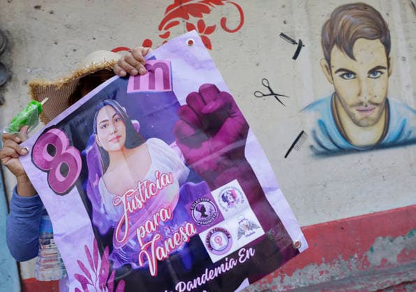 March 8, 2026, ChimalhuacaN, State Of Mexico, Mexico: The mother of a femicide victim protested in the municipal seat of Chimalhuacan in the State of Mexico, demanding justice and punishment for the perpetrators, on the occasion of International Women s Day in Mexico. According to the United Nations, International Women s Day is commemorated in many countries around the world. When women from all continents, often separated by national borders and ethnic, linguistic, cultural, economic and political differences, come together on this day, they can contemplate a tradition of no less than ninety years of struggle for equality, justice, peace and development. ChimalhuacaN Mexico - ZUMAs197 20260308_aaa_s197_593 Copyright: xGerardoxVieyrax