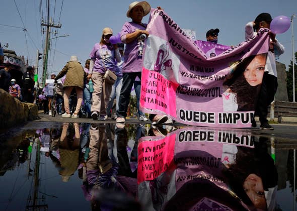 March 8, 2026, ChimalhuacaN, State Of Mexico, Mexico: A reflection of mothers and relatives of victims of disappearance and femicide, marching towards the municipal seat of Chimalhuacan in the State of Mexico, to demand justice and punishment for the perpetrators, on the occasion of International Women s Day in Mexico. According to the United Nations, International Women s Day is commemorated in many countries around the world. When women from all continents, often separated by national borders and ethnic, linguistic, cultural, economic and political differences, come together on this day, they can contemplate a tradition of no less than ninety years of struggle for equality, justice, peace and development. ChimalhuacaN Mexico - ZUMAs197 20260308_aaa_s197_621 Copyright: xGerardoxVieyrax