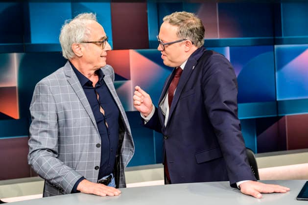 GER, Berlin, tough but fair Ð political talk show, TV, format, with host Louis Klamroth, Das Erste, pictured from left: Christian Rach: Top chef and podcaster (ÒDreimal freie MeinungÓ Three Times Free Opinion ), Mario Voigt (CDU): Minister President of Thuringia, , March 9, 2026 Copyright: HMBxMedia UwexKoch