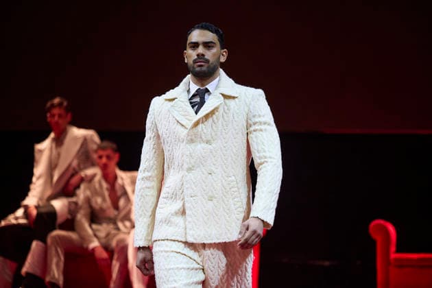 Félix Ramiro presents his new collection at OMODA Madrid es Moda A model during a fashion show presenting the new collection of Félix Ramiro, at the Teatro Magno, on March 14, 2026, in Madrid Spain The firm founded by Félix Ramiro presents its new collection at OMODA Madrid es Moda Félix Ramiro is a mens design firm with more than three decades of experience, recognized for its combination of avant-garde, tradition and craftsmanship, tradition and craftsmanship Specializing in suits for groom, ceremony, executive and sport, stands out for the quality and precision of its garments Its founder, Felix Ramiro, discovered his vocation as a tailor in the 80s and, after training and obtaining national recognition, started in 1988 a brand that tod Copyright: xJesusxHellinx 7365705