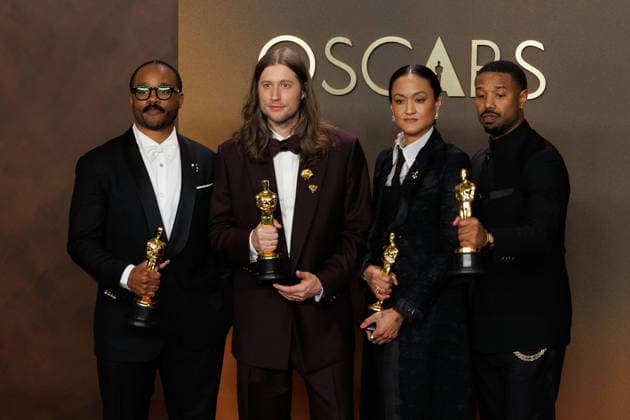 March 15, 2026, Hollywood, California, USA: (L-R) Ryan Coogler, winner of the Best Original Script Award, Ludwig Go¶ransson, winner of the Best Original Score Award, Autumn Durald Arkapaw, winner of the Best Cinematography Award, and Michael B. Jordan, winner of the Best Actor in a Leading Role Award for â€oeSinnersâ€Â, pose in the press room of the 98th Annual Academy Awards on Sunday March 15, 2026 at the Dolby Theater in Hollywood, California. PRENSA INTERNACIONAL Hollywood USA - ZUMAp124 20260315_zaa_p124_392 Copyright: xPrensaxInternacionalx