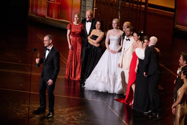 98th Oscars, Academy Awards Joachim Trier accepts the Oscar for International Feature Film during the 98th Oscars at the Dolby Theatre at Ovation Hollywood on Sunday, March 15, 2026 with Andrea Berentsen Ottmar, Stellan Skarsgard, Maria Ekerhovd, Elle Fanning, Eskil Vogt, Anders Danielsen Lie, Renate Reinsve, Inga Ibsdotter Lilleaas, and Olivier Bugge Couttà ., Credit:Avalon.red Avalon United States of America, CA, Hollywood, Dolby Theater Copyright: xAvalon.redx xAvalonx 1083413407