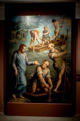 Exhibition VASARI AND ROME ROME, ITALY - MARCH 19: The dialogue between Giorgio Vasari (1511 1574) and the Eternal City comes to life at the Capitoline Museums with the exhibition Vasari and Rome, a show celebrating the master from Arezzo as a central figure in Rome™s cultural scene. On display are over seventy works, including drawings, prints, engravings, letters, medals, sculptures, and paintings, among which are sixteen autographs along with seven drawings From March 20 to July 19, 2026, Palazzo Caffarelli. Pictured: Giorgio Vasari, The Calling of Saint Peter. 1551, oil on panel on March 19, 2026 in Rome, Italy. Rome Italy Copyright: xStefanoxMontesix