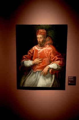 Exhibition VASARI AND ROME ROME, ITALY - MARCH 19: The dialogue between Giorgio Vasari (1511 1574) and the Eternal City comes to life at the Capitoline Museums with the exhibition Vasari and Rome, a show celebrating the master from Arezzo as a central figure in Rome™s cultural scene. On display are over seventy works, including drawings, prints, engravings, letters, medals, sculptures, and paintings, among which are sixteen autographs along with seven drawings From March 20 to July 19, 2026, Palazzo Caffarelli. Pictured: Lombard Artist, XVI secolo 16th century, Portrait of Paul IV Carafa (after a prototype by Jacopino Del Conte?) 1556 - 1560 ca. oil on panell on March 19, 2026 in Rome, Italy. Rome Italy Copyright: xStefanoxMontesix