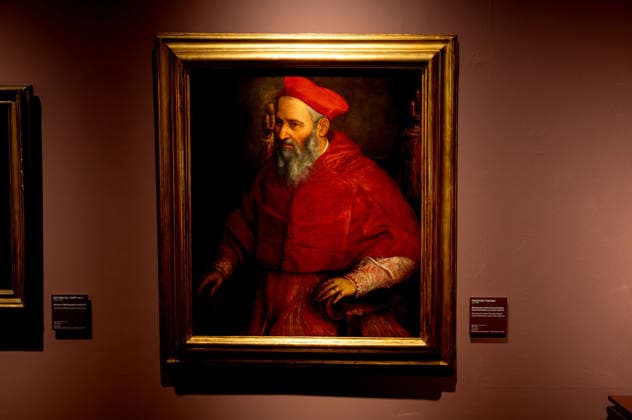 Exhibition VASARI AND ROME ROME, ITALY - MARCH 19: The dialogue between Giorgio Vasari (1511 1574) and the Eternal City comes to life at the Capitoline Museums with the exhibition Vasari and Rome, a show celebrating the master from Arezzo as a central figure in Rome™s cultural scene. On display are over seventy works, including drawings, prints, engravings, letters, medals, sculptures, and paintings, among which are sixteen autographs along with seven drawings From March 20 to July 19, 2026, Palazzo Caffarelli. Pictured: Prospero Fontana (1512 - 1597), Portrait of Cardinal Giovanni Maria Ciocchi del Monte, Later Pope Julius III XVI secolo 16th century, oil on panel on March 19, 2026 in Rome, Italy. Rome Italy Copyright: xStefanoxMontesix