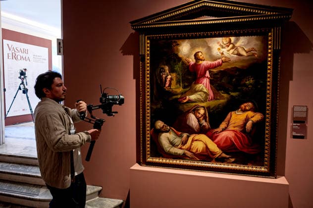 Exhibition VASARI AND ROME ROME, ITALY - MARCH 19: The dialogue between Giorgio Vasari (1511 1574) and the Eternal City comes to life at the Capitoline Museums with the exhibition Vasari and Rome, a show celebrating the master from Arezzo as a central figure in Rome™s cultural scene. On display are over seventy works, including drawings, prints, engravings, letters, medals, sculptures, and paintings, among which are sixteen autographs along with seven drawings From March 20 to July 19, 2026, Palazzo Caffarelli. Pictured: Giorgio Vasari, Christ in the Garden, 1571, oil on panel on March 19, 2026 in Rome, Italy. Rome Italy Copyright: xStefanoxMontesix