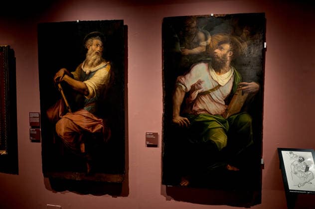 Exhibition VASARI AND ROME ROME, ITALY - MARCH 19: The dialogue between Giorgio Vasari (1511 1574) and the Eternal City comes to life at the Capitoline Museums with the exhibition Vasari and Rome, a show celebrating the master from Arezzo as a central figure in Rome™s cultural scene. On display are over seventy works, including drawings, prints, engravings, letters, medals, sculptures, and paintings, among which are sixteen autographs along with seven drawings From March 20 to July 19, 2026, Palazzo Caffarelli. Pictured: Giorgio Vasari, Saint John the Evangelist, (L), oil on panel, Saint Matthew the Evangelist, (R), oil on panel, 1571, on March 19, 2026 in Rome, Italy. (Photo by Stefano Montesi Rome Italy Copyright: xStefanoxMontesix