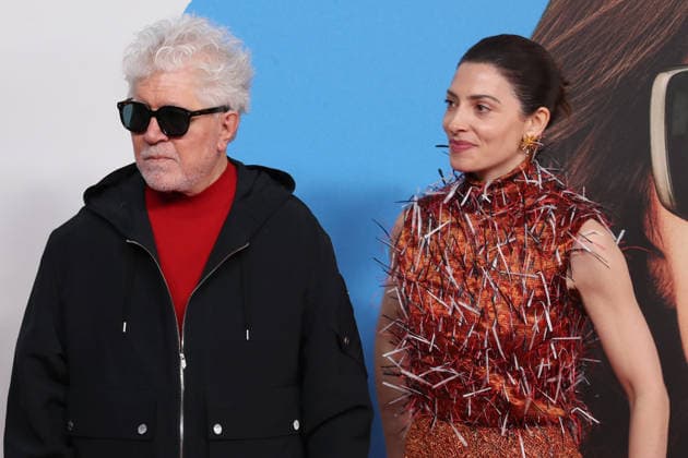 March 19, 2026, Madrid, Madrid, Spain: Spanish director PEDRO ALMODOVAR (L) and actress BARBARA LENNIE (R) pose at the red carpet held at the Real Casino de Madrid during the premiere of AMARGA NAVIDAD (BITTER CHRISTMAS). This movie marks the 24th feature film in the career of the two time Academy Award winner, who has defined the landscape of modern Spanish cinema for over forty years. The production by EL DESEO explores the relationship between inspiration and reality through a story of autofiction. The event brought together actors BARBARA LENNIE, LEONARDO SBARAGLIA, PATRICK CRIADO, VICTORIA LUENGO, and MILENA SMIT, along with high profile guests from the European entertainment industry. The theatrical release is set for MARCH 20 2026 by - ZUMAo127 20260319_zep_o127_101 Copyright: xHugoxOrtunox